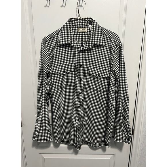 LL Bean black and white Men's heavy long sleeve size large - Picture 1 of 4